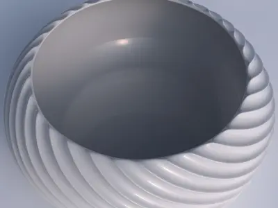 Bowl spheric squeezed wide with bent extruded lines 3D print model