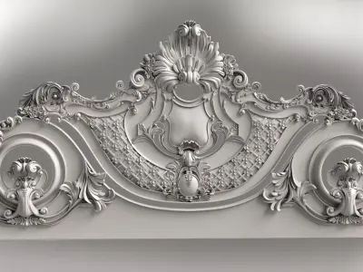 Baroque bed headboard for engraving on a CNC machine 3D print model