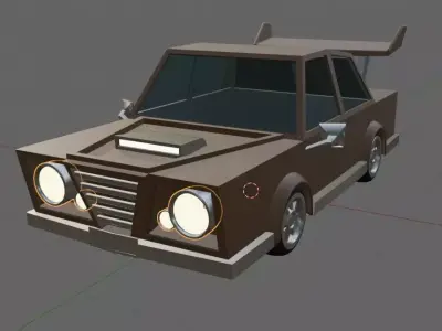 Low-poly Brown Old Car Free low-poly 3D model