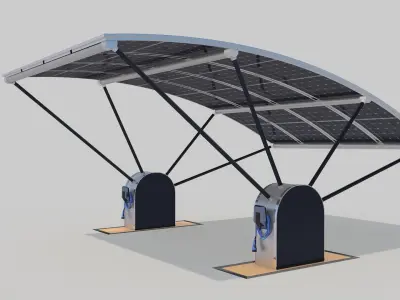 Outdoor Parking With Solar System 3D model