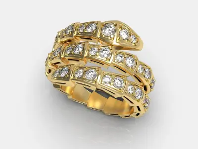 BVLGARI snake diamonds ring 3D print model
