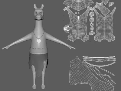 Cartoon Donkey- base mesh Low-poly 3D model