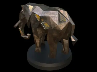 Steampunk Elephant Low-poly 3D model