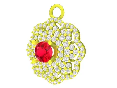 A5453 Luxury Diamond Flower Women Pendant 3D print model