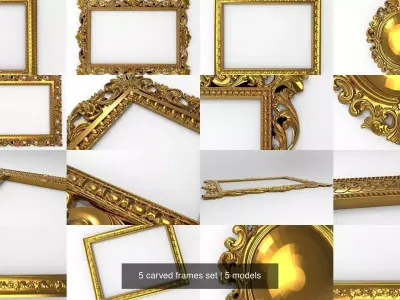 5 carved frames set 3D Model Pack