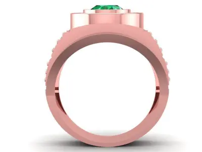 Luxury Men Signet Ring with Round Center Stone  2150 3D print model