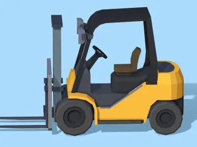Stylized Forklift Loader - Lowpoly Mobile Ready Low-poly 3D model
