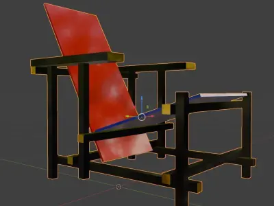 Red and Blue chair Low-poly 3D model