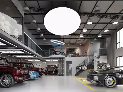 auto repair shop - car modification shop - car maintenance store 3D model