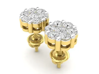 Diamond cluster earrings for woman 3D print model
