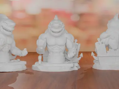 Warrior Shark - 3D Statue  Free 3D print model