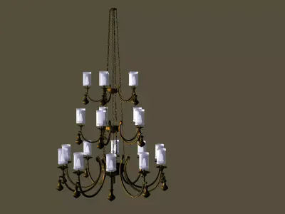 light ornate chandelier with lot of candles Free 3D print model