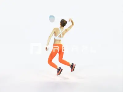 Beauty 17G Jumping Smashing Jumping Sports Woman Low-poly 3D model