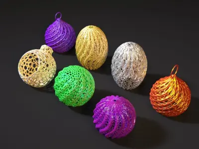 Christmas decoration set of 7 balls 3D print model