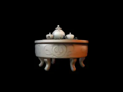 3d Render A Table In A Stylish Modern Living Room 3D model