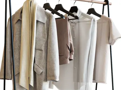 Vray ACACIA Kledingrek  Coat rack hallway wardrobe clothes 3D model