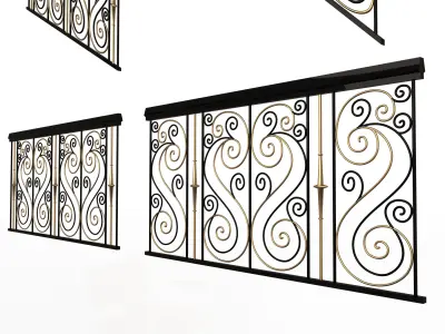 Forging Iron Forged Balcony Railing 04 Low-poly 3D model