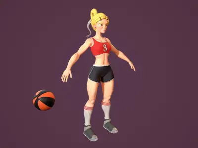 Basketball girl Low-poly 3D model