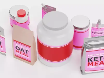 Sport Supplements Collection - Pink Edition Low-poly 3D model