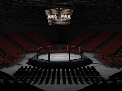 VR MMA Octagon Cage Ring Low-poly 3D model