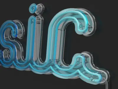 Detailed  Words Neon Banners set 01 3D model