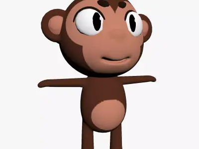 Cartoon Monkey Character Low-poly 3D model