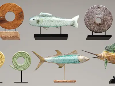 Collection figurines set of sculptures 3D model