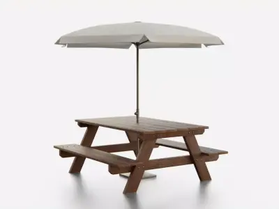Umbrella Table Patio Chair id 5 Low-poly 3D model