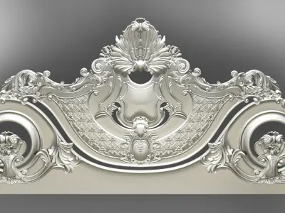 Baroque bed headboard for engraving on a CNC machine 3D print model
