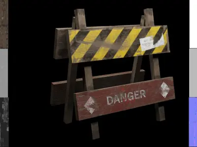 Wooden Barrier 3D model Free low-poly 3D model
