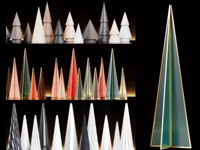 Miniature Tree Ornaments Decoration Set 3D model