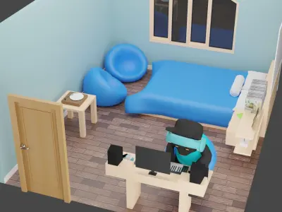 Wonshik Bedroom Low-poly 3D model