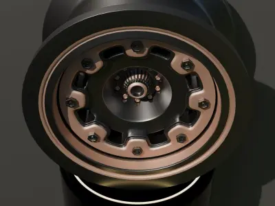 Modern sport car rim - black and bronze 3D model