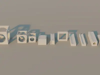 Precast Concrete Elements Collection - 20 Items Low-poly 3D model