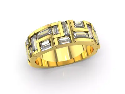 Baguette Diamond Anniversary Bands 3D print model