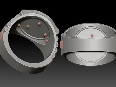 Eagle watch Man Ring silver gold printable jewelry 3D print model