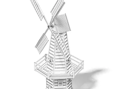 Windmill Miniature 3D Model 3D model
