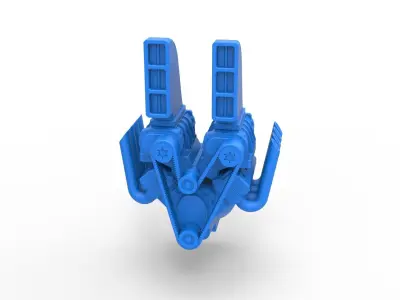 Engine V8 with double supercharger Version 6 Scale 1 to 25 3D print model