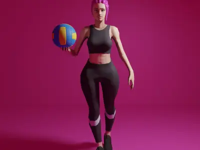 Sport Woman Low-poly 3D model