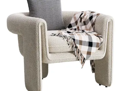 Sculptural Upholstered Lounge Chair 3D model