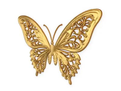 Classic butterfly decor ornament carved 54 3D model