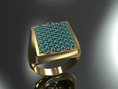 Square Diamond Ring Size 10 Gold Silver Platinum Luxury Jewelry 3D print model