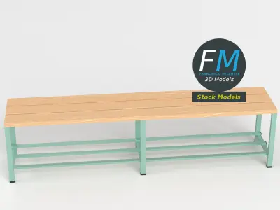 Locker room bench 3 3D model
