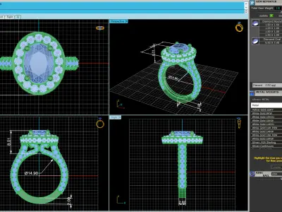 Halo Oval Wedding Ring 3D print model