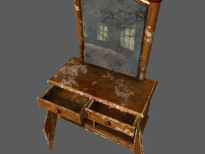 Old Dressing Table Free low-poly 3D model