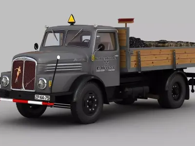 IFA S4000-1 Flatbed Truck Coal 3D model