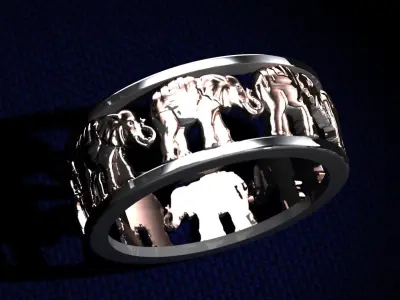 Wedding Ring Elephant  3D print model