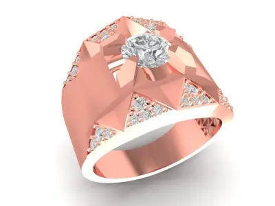 Luxury Geometric Diamond Men Ring in Gold 638 3D print model