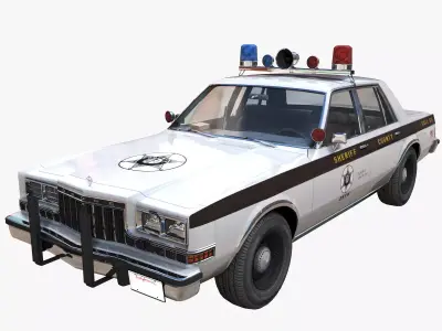Dodge Diplomat sheriff car Low-poly 3D model