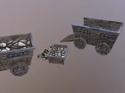  Gold Mine Cart Low-poly 3D model